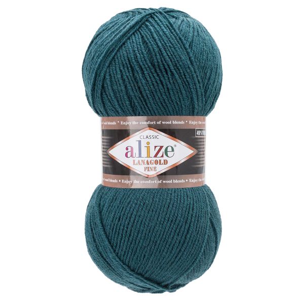 Пряжа Alize (Ализе) Lana Gold Fine / уп.5 мот. по 100 г, 390м, 294 тёмно-бирюзовый
