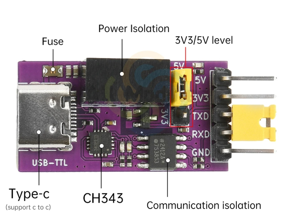CH343 Изолированный USB-TTL DC 3,3 В/5 В