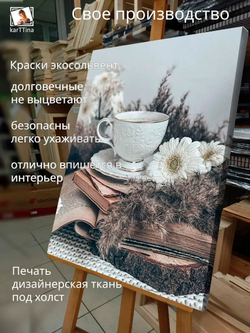 Картина "Натюрморт чашка чая", галерейная 30х40см 1шт.