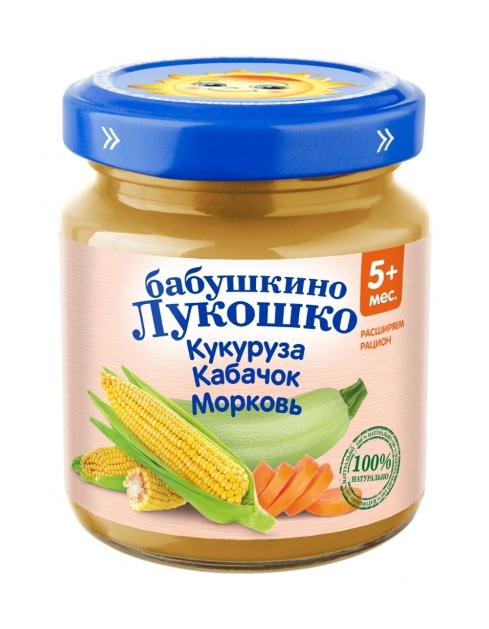 Детское пюре Бабушкино лукошко Кукуруза кабачок и морковь 100г