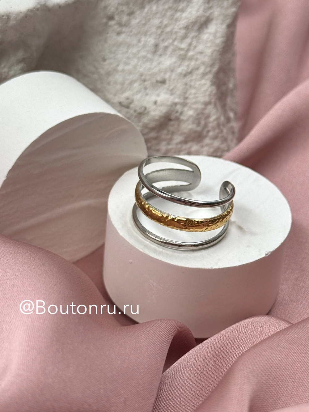 Тройное кольцо с золотом и серебром