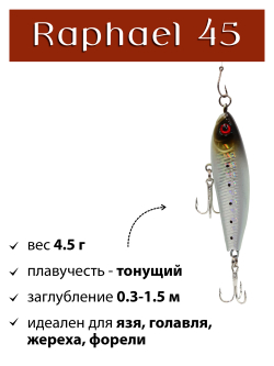 Воблер стикбейт Raphael 45 мм 4.5 г цвет #09