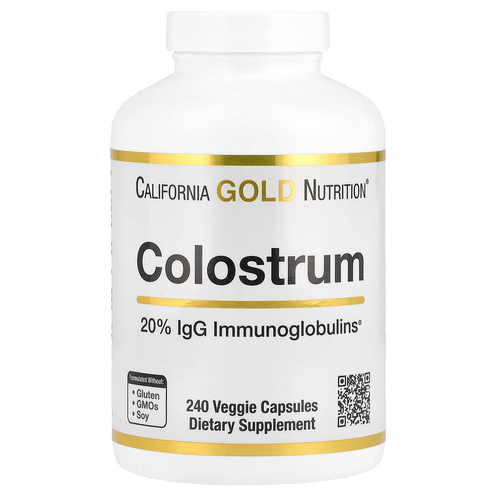 California Gold Nutrition, молозиво с 20% иммуноглобулинов IgG, 240 растительных капсул
