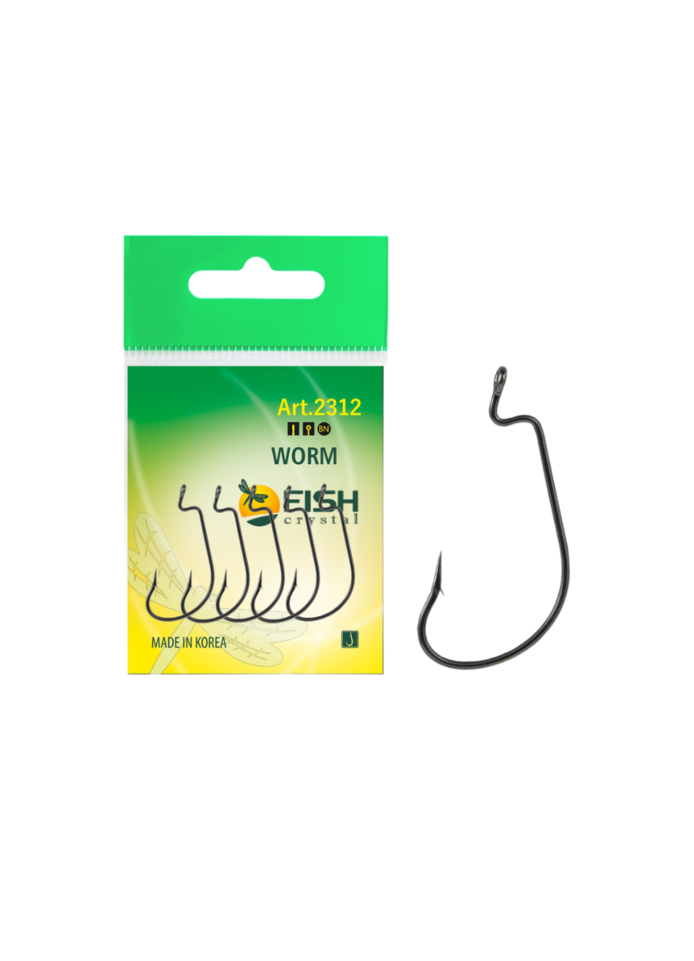 Крючок рыболовный Fish Crystal (офсет) WORM 2312 №1 (5 упаковок)