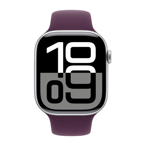 Умные часы Apple Watch Series 10 GPS, 46mm, Silver Aluminium Case with Sport Band S/M, Plum (Серебристый)