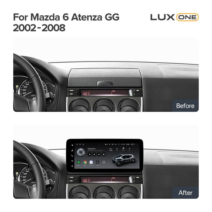 Магнитола для Mazda 6 GG 2002-2007, Atenza (джойстик в комплекте) - Teyes LUX ONE ROUND монитор 12.3", Android 10, Быстрая, CarPlay, 4G SIM-слот, джойстик в комплекте