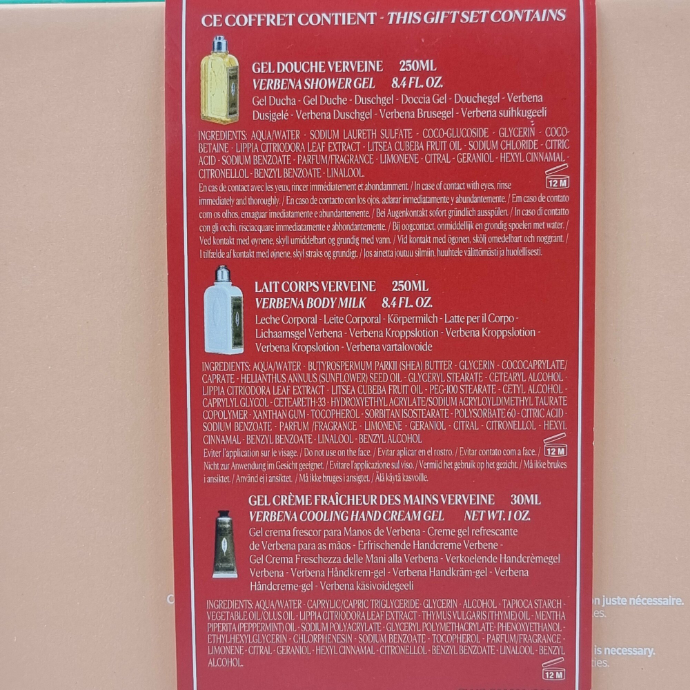 Подарочный набор для ухода за телом L'Occitane Verbena (гель для душа 250 мл, лосьон для тела 250 мл и крем для рук 30 мл) из Финляндии