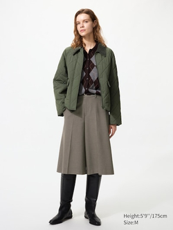 UNIQLO Короткая стеганая куртка, оливково-зеленый
