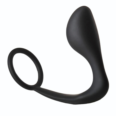 Черное эрекционное кольцо с анальной пробкой Anal Plug With Cockring (Цвет: черный)