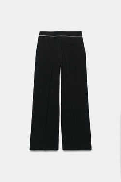 ZARA БРЮКИ С КОНТРАСТНОЙ ОКАНТОВКОЙ, ЧЕРНЫЙ