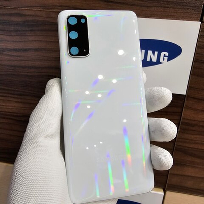 Крышка для Samsung S20 - стеклянная панель "хорошее качество" (белого цвета)