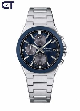 CASIO EFS-S650D-2ADF EDIFICE мужские наручные часы — солнечный хронограф с керамическим безелем и синим циферблатом