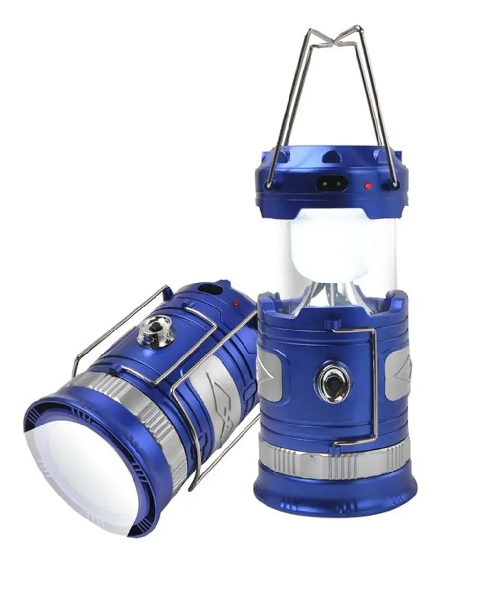 Фонарь трансформер светодиодный аккумуляторный Blue (1 LED+6 LED, зарядка 220V + солнечная батарея) Forsage F-RF-D017