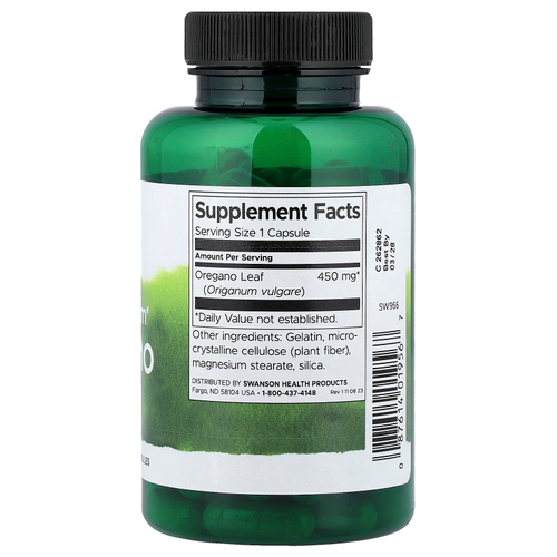 Swanson Vitamins, Full Spectrum®, орегано, 450 мг, 90 капсул