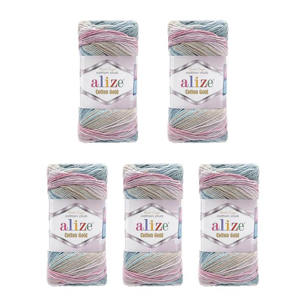 Пряжа Alize (Ализе) Cotton Gold Batik / уп.5 мот. по 100г, 330м, 2970 секционный