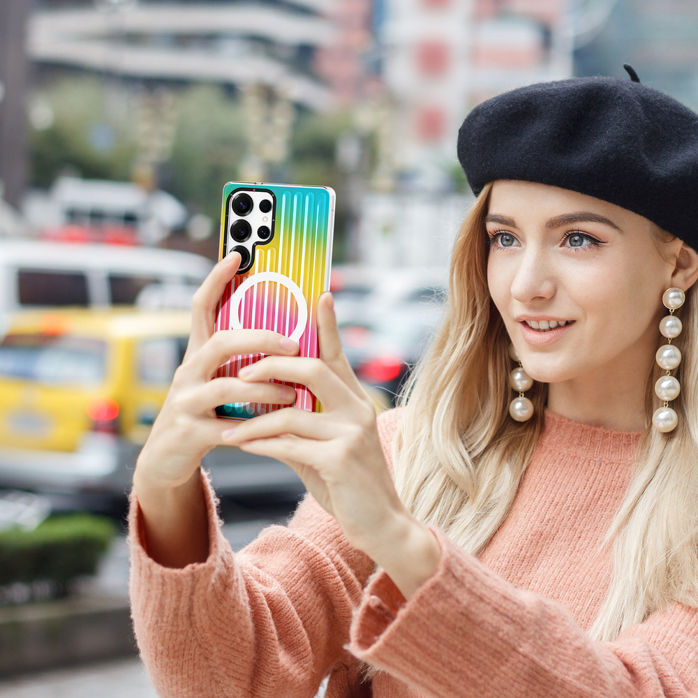 Усиленный прозрачный чехол (Gradient Rainbow) с поддержкой MagSafe от Dux Ducis для Samsung Galaxy S25 Ultra, серия Zest Series Case