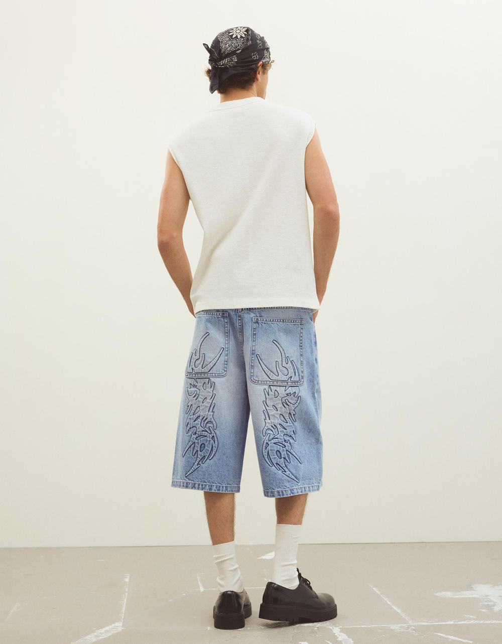 Мужские джинсовые бермуды baggy fit, арт. 1890/388 - BERSHKA