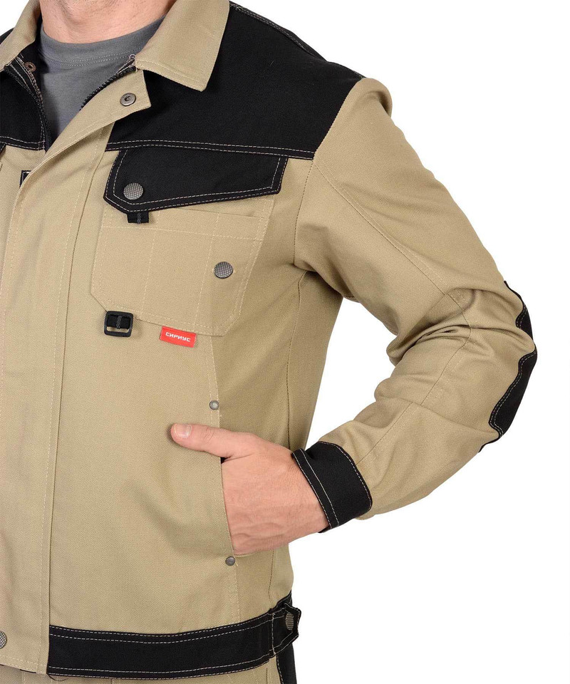Костюм Nerss-Вест-Ворк куртка кор., п/к песочный с черным пл. 275 г/кв.м