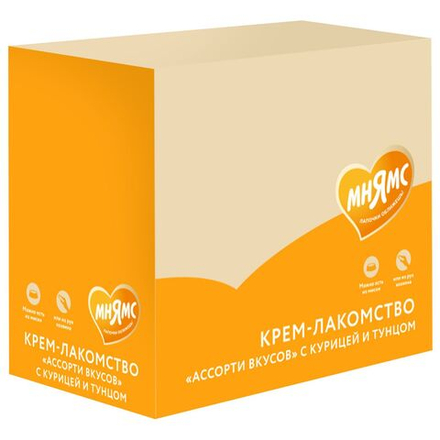 Крем-лакомство для кошек и котят с 4 месяцев Ассорти вкусов с курицей и тунцом 60х15г