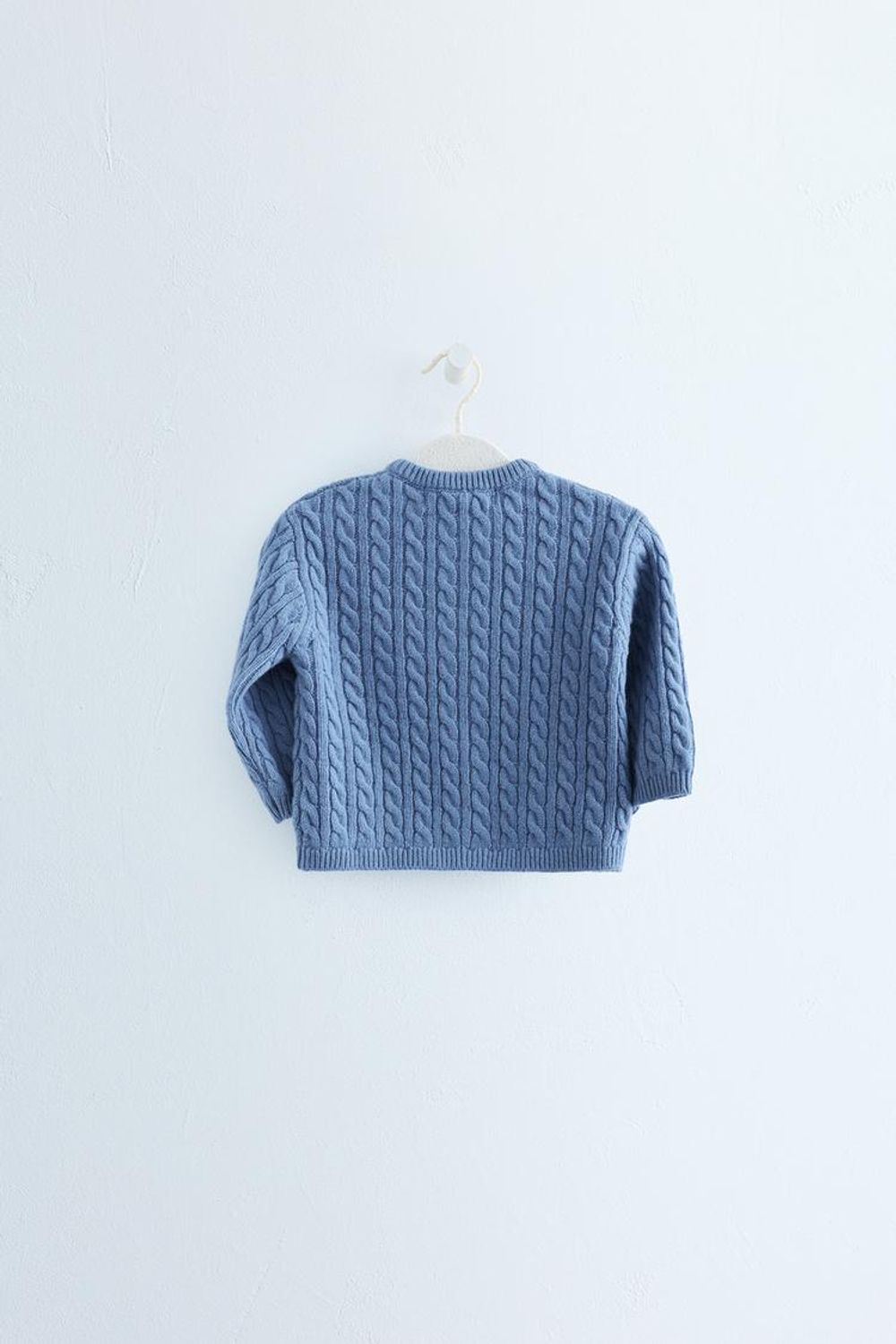 ZARA TIMELESS — КАРДИГАН 100% ШЕРСТИ «КОСЫ», ВЫЦВЕТШИЙ СИНИЙ