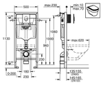 Инсталляция для подвесного унитаза Grohe Rapid SL 38750001 4 в 1 с кнопкой смыва