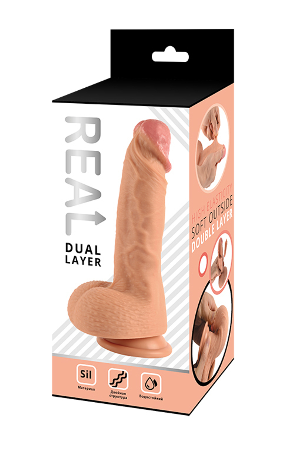 Реалистичный фаллоимитатор REAL DL, силикон, 14x4 см