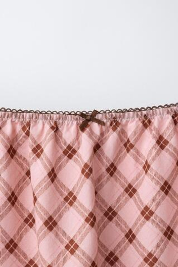 ZARA ЮБКА МИДИ В КЛЕТКУ, РОЗОВЫЙ