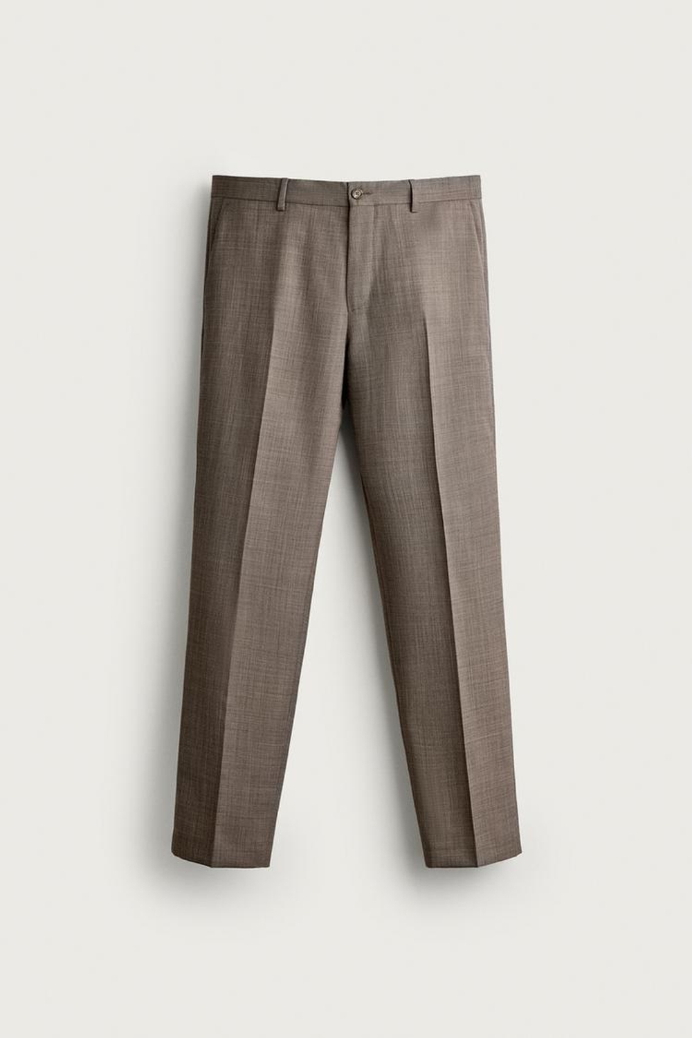 ZARA ФАКТУРНЫЕ КОСТЮМНЫЕ БРЮКИ ИЗ ШЕРСТИ, РЫЖЕВАТО-КОРИЧНЕВЫЙ