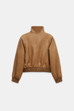 ZARA КУРТКА ИЗ ИСКУССТВЕННОЙ КОЖИ — ZW COLLECTION, МЯГКИЙ КАШТАНОВЫЙ