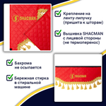 Ламбрекен с косынками двусторонние Shacman (экокожа, красный, золотые кисточки)