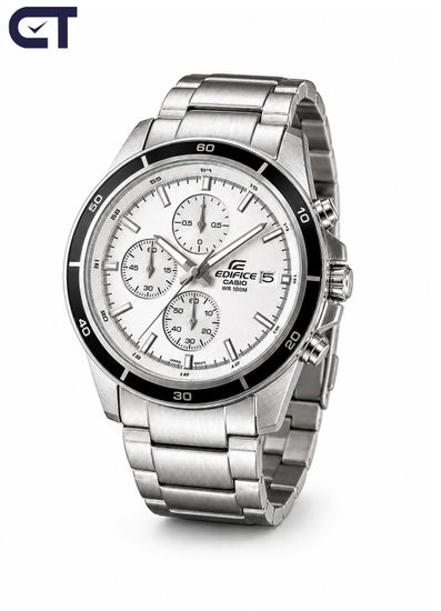 CASIO EFR-526L-7AVUDF EDIFICE мужские наручные часы — кожаный хронограф со светлым циферблатом