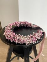 Свадебный венок из гипсофилы в розовом оттенке