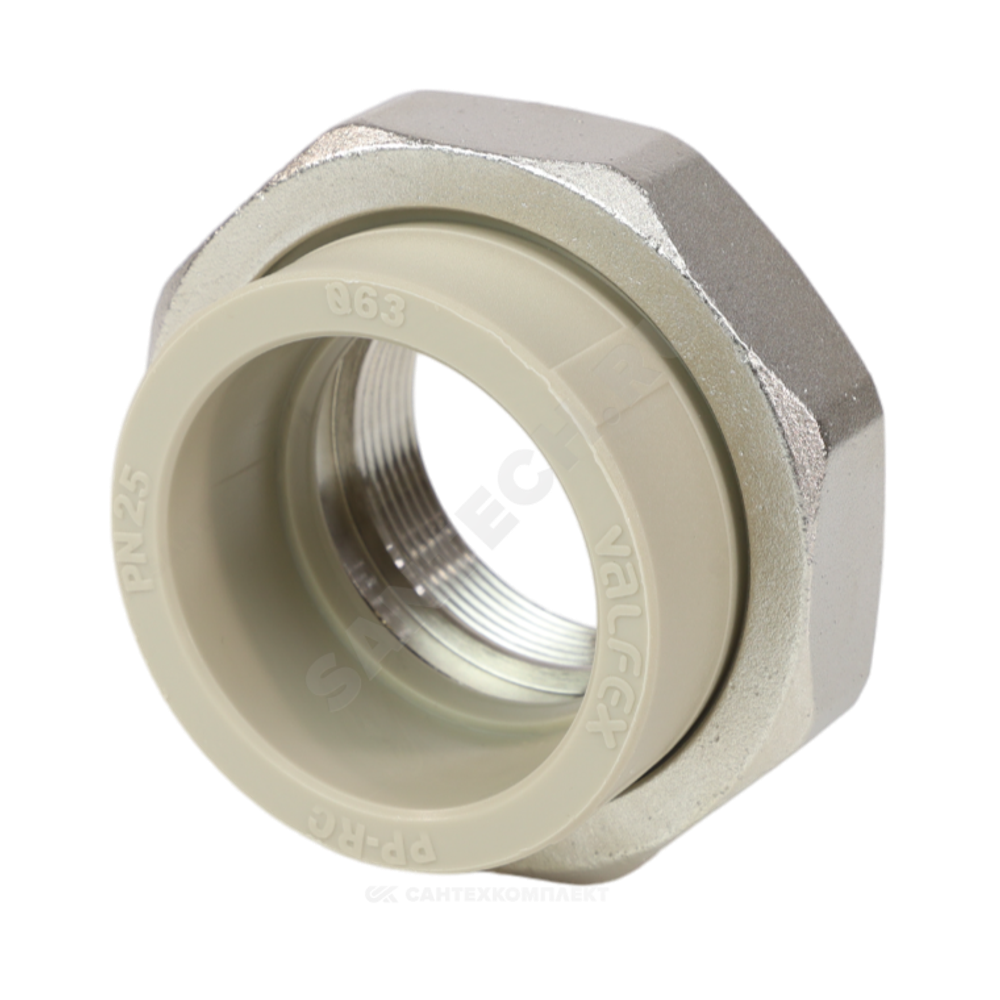 Муфта PP-R комбинированная разъемная серая Дн 20х1" ВР VALFEX 10155125Г