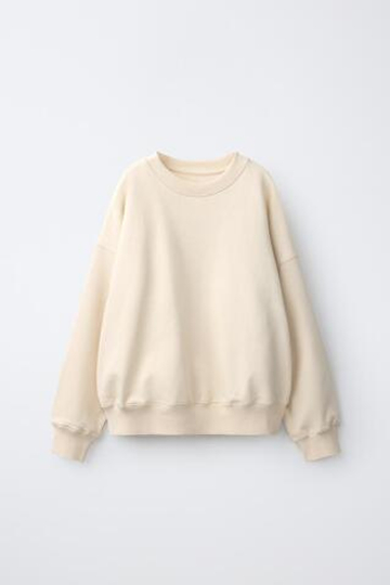 ZARA ОДНОТОННАЯ ТОЛСТОВКА HEAVY WEIGHTЖ, КРЕМОВЫЙ