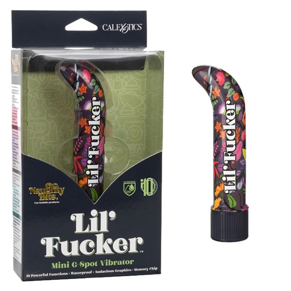 Черный мини-вибратор 12,75см с цветочным принтом California Exotic Novelties Lil Fucker Mini G-Spot Vibrator SE-4410-09-3