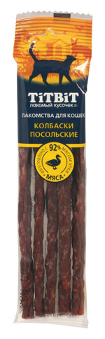 Колбаски Посольские, 20гр лакомства для кошек Золотая коллекция ТитБит