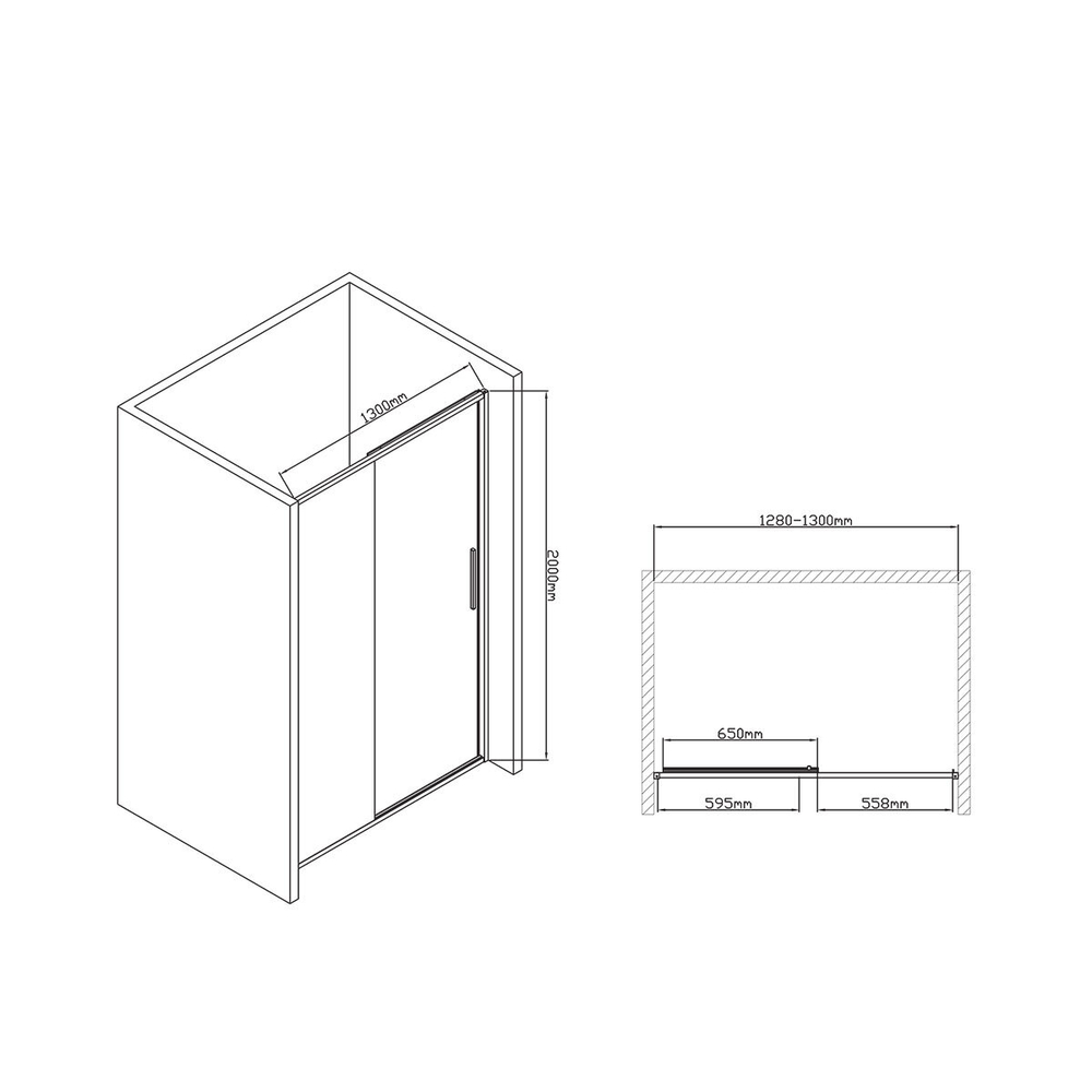 Душевая дверь Слим-У (Slim-U) VDS-2SU130CL, 1300, хром, стекло прозрачное,