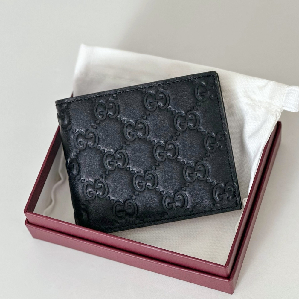 Портмоне Gucci GG Emblem без монетницы — чёрное — фото 3