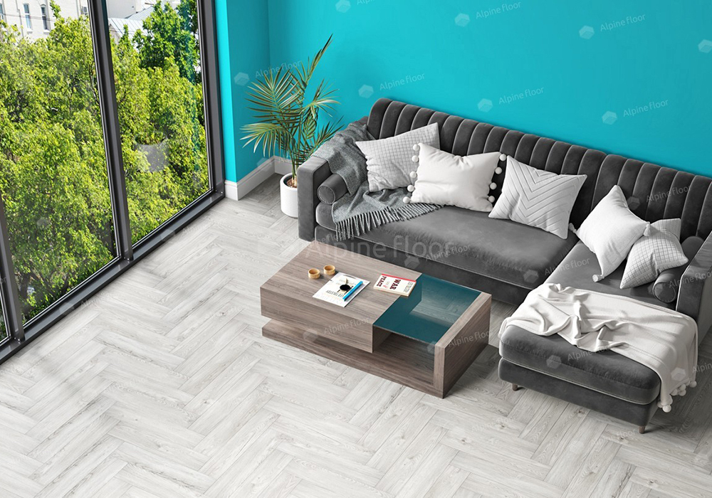 Каменно-полимерная плитка Alpine Floor Паркет лайт (Parquet Light) Дуб Снежный ЭКО 13-11