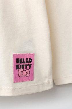 ZARA ФУТБОЛКА С БЛЕСКОМ HELLO KITTY ©, ЭКРЮ