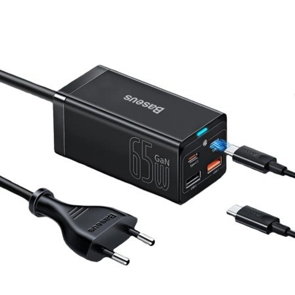 Сетевое зар. устр. Baseus GaN3 Pro Fast Charger 2USB/2C 65W (CCGP040101) черное