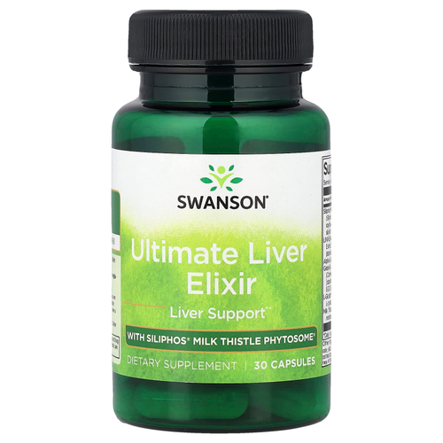 Swanson Vitamins, усовершенствованный эликсир для печени с фитосомой расторопши Siliphos®, 30 капсул