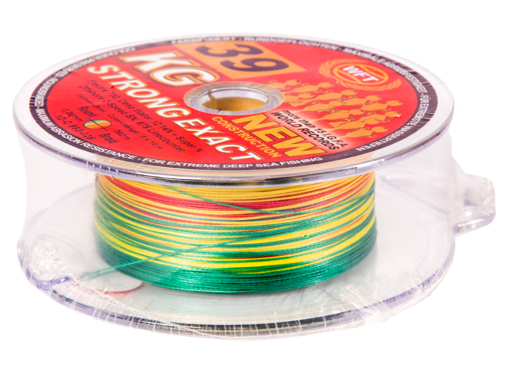 Леска плетёная WFT KG STRONG EXACT ELECTRA 700 Multicolor 360 м, 0,25 мм