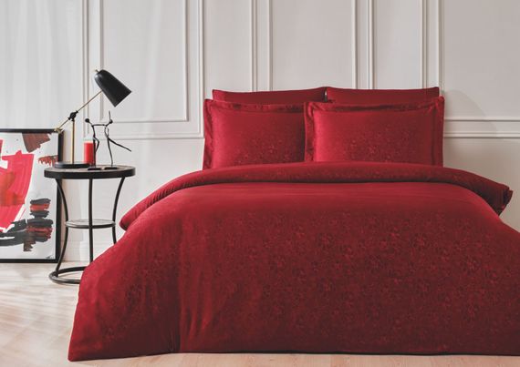 Постельное белье ALISA бордовый жаккард deluxe TIVOLYO HOME Турция