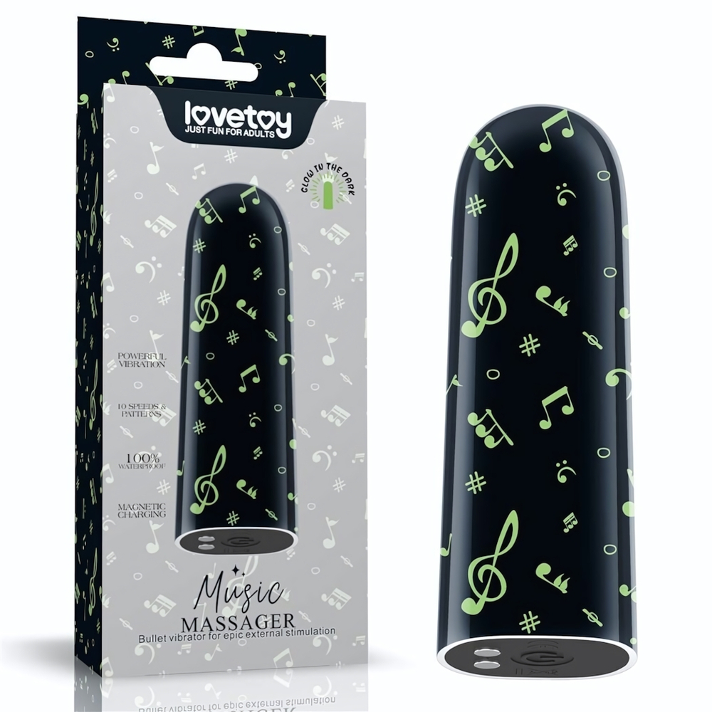 Мини-вибратор Rechargeable Glow-in-the-dark Music Massager - 8,5 см. (Цвет: черный)