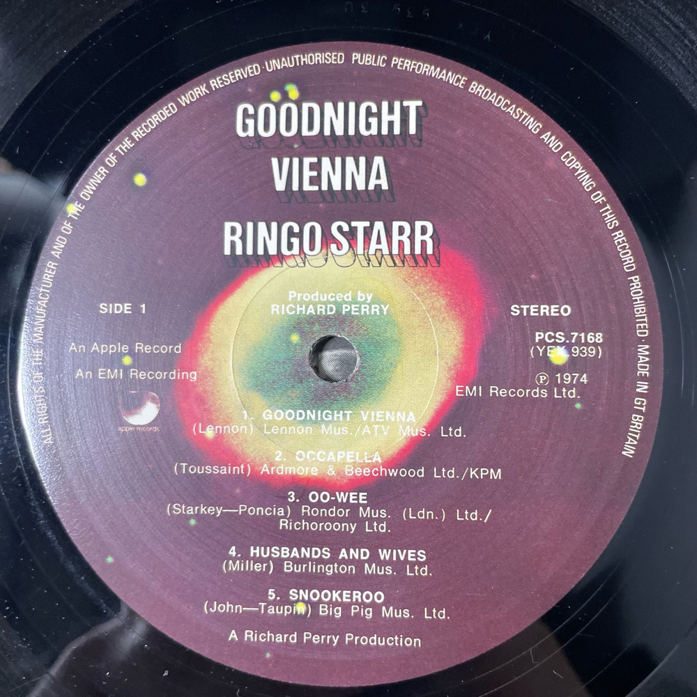 Винтажная виниловая пластинка LP Ringo Starr, Goodnight Vienna (Англия 1974)