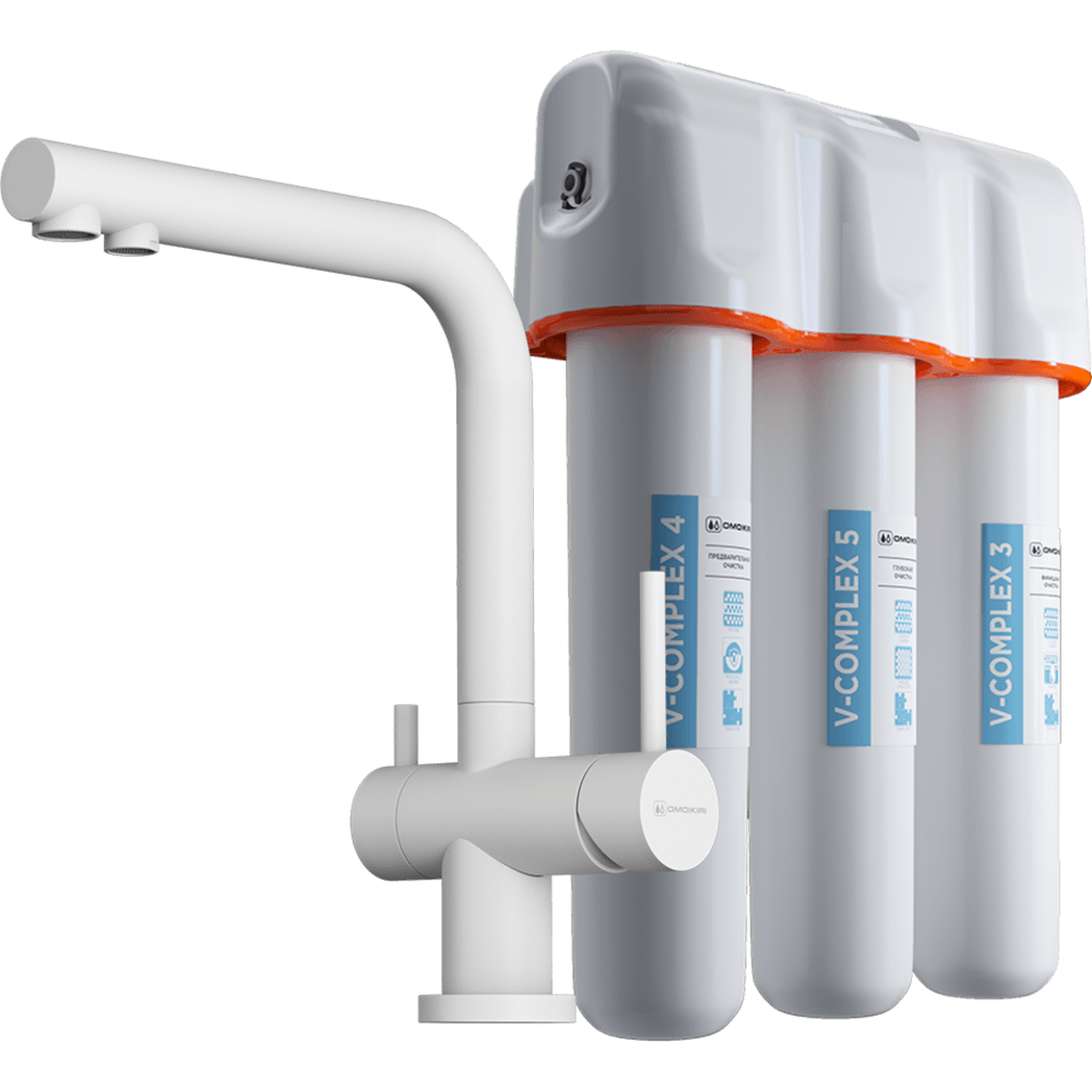 Смеситель для кухни Omoikiri Nagano-WH-P + Pure drop Lite
