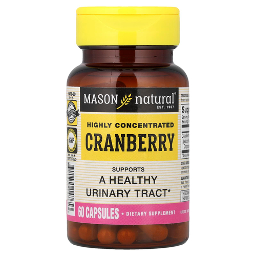 Mason Natural, клюква, высококонцентрированный продукт, 60 капсул (450 мг в 1 капсуле)