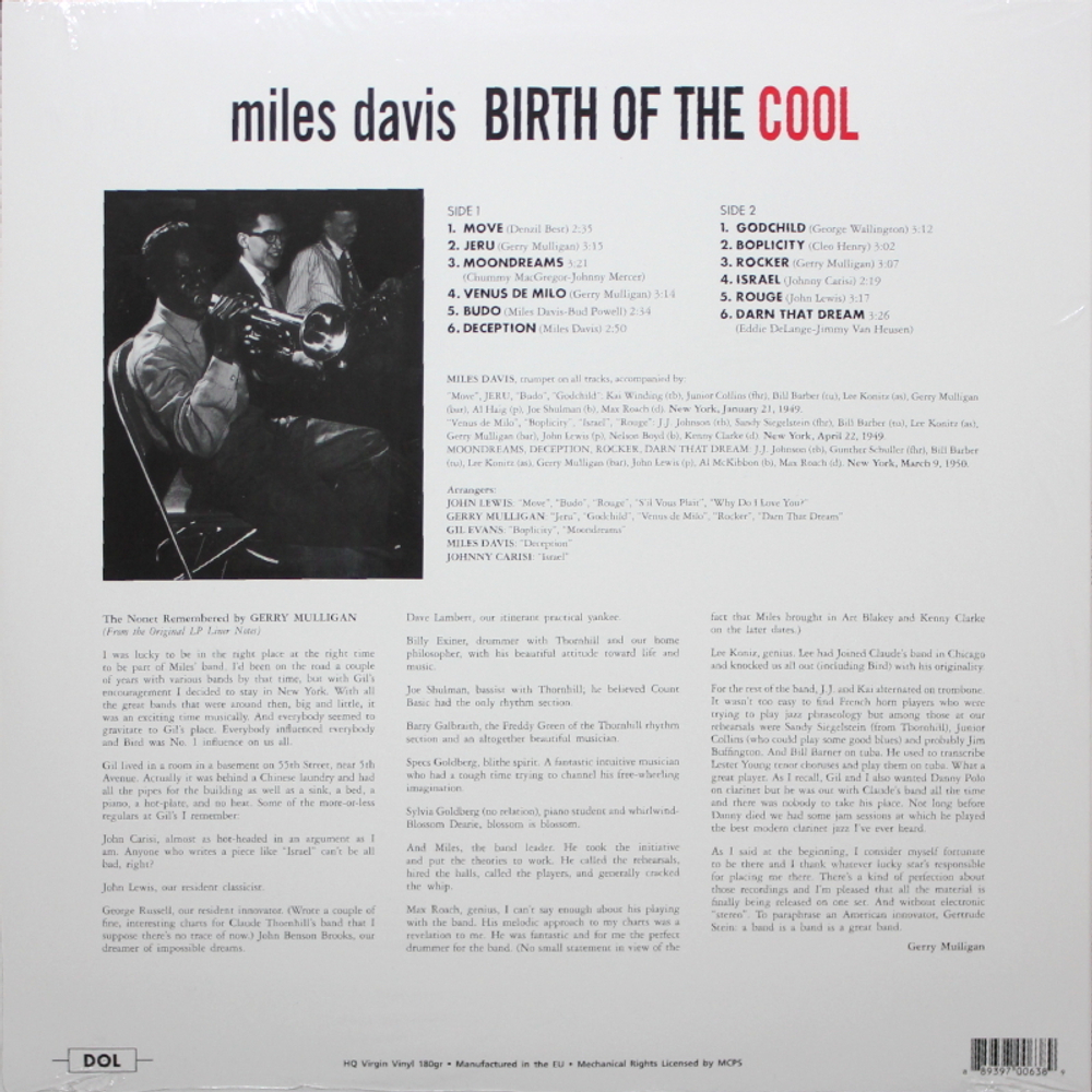 Miles Davis / Birth Of The Cool (Coloured Vinyl)(LP)
