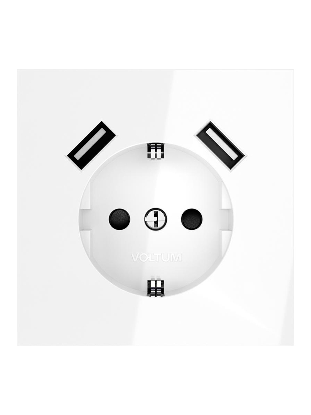 Розетка 1-м СП S70 16А с USB A+A с заземл. защ. шторки механизм бел. глянцевый Voltum VLS040401